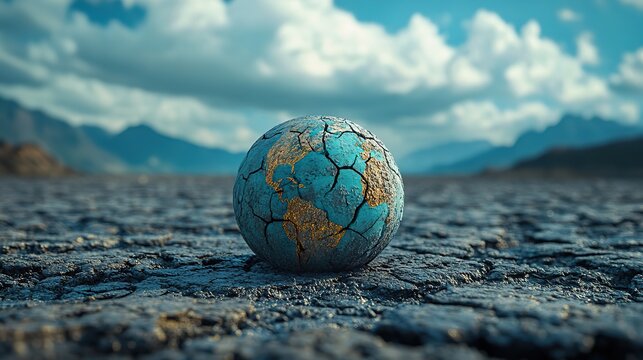 Cracked earth showcases the political crisis related to climate challenges, evoking strong responses to environmental degradation.