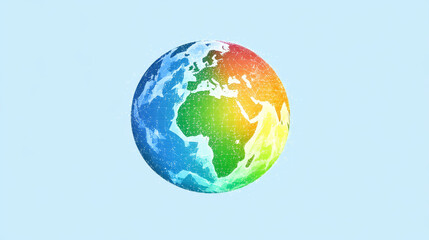 Obraz premium A simple, colorful picture of the Earth. It's made of lines and dots, like a globe built from tiny triangles.