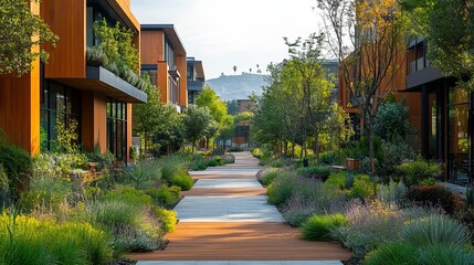 Fototapeta premium Embracing eco-friendly city designs represents a commitment to sustainability and community well-being.