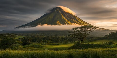 Fototapeta premium Lush clouds Crest of the mountain Time-lapse of cloud