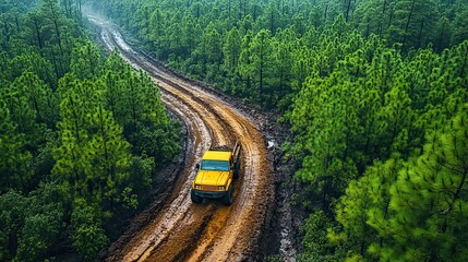 Fototapeta premium Exploitation of pine forests raises concerns about environmental degradation and sustainability.