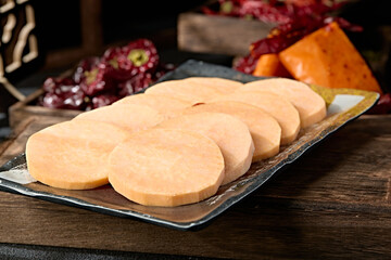 Fresh sweet potato slices