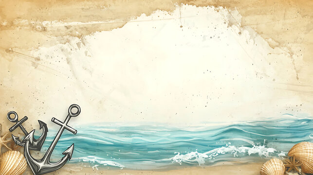Nautical Watercolor Wedding Invitation Card Design Coastal Setting Artistic Background Elegant Viewpoint Sea-inspired Concept