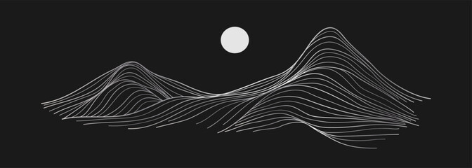 Mountain line arts illustration. Hand drawn style. Abstract mountain contemporary aesthetic backgrounds landscapes. use for print art, poster, cover, banner