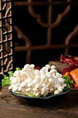 Fresh hot pot side dish white jade seafood mushroom © 亮亮 徐