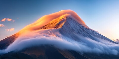 Waves of clouds Misty mountain peak Time-lapse of clo