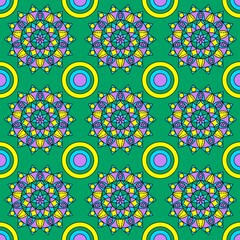 Fototapeta premium Seamless pattern with geometric flower design for fabric pattern and all print