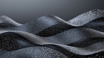 Festive New Year design with subtle, glittering wave patterns on a matte charcoal gray background. 