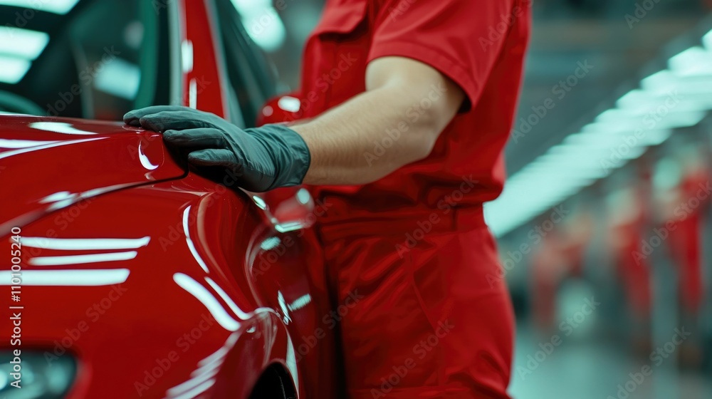 Poster skilled mechanic meticulously detailing a vehicle to achieve a pristine polished finish through care