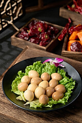 Snack brine quail eggs