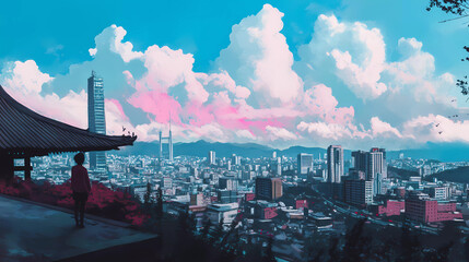 Fototapeta premium Lo-Fi music picture The background that goes well with the lo-fi music genre Generative AI 