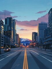 Obraz premium urban landscape road with day city view.