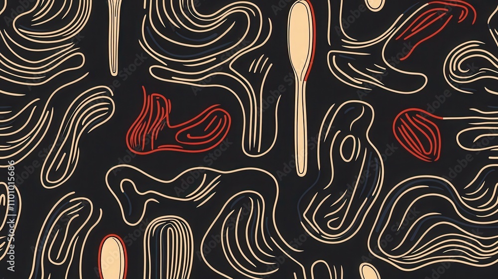 Leinwandbilder an abstract pattern featuring organic shapes and lines in earthy tones against a dark background, cr