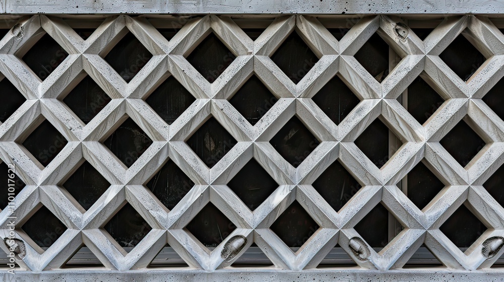 Poster a close-up of intricate geometric patterns on a modern building facade, emphasizing detail and textu