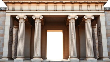 Naklejka premium Ancient Greek-style classical portal with Corinthian columns, classical style, architecture