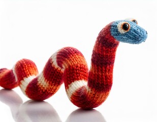 Fototapeta premium handmade wool snake isolated on white background