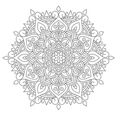 Fototapeta premium Simple circular pattern in the form of a mandala. Henna tatoo mandala. Mehndi style. Decorative pattern in oriental style. Coloring book page.