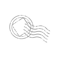 Grunge postal stamp. Postage mail post label for delivery, letter or postcard vector icon. Postmark stamp design element isolated on white background.