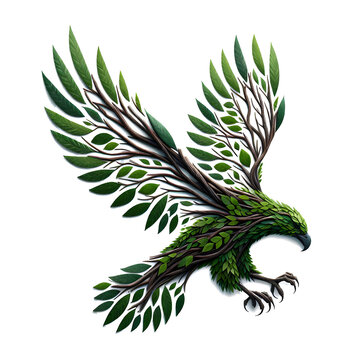 Illustration of a Majestic Eagle greenery leaf roots