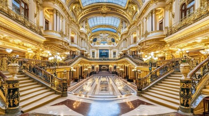 Obraz premium Opulent and Grandiose Interior of a Historic Palace or Opera House