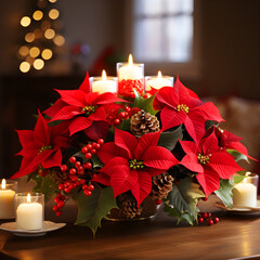 Fully Bright Glowing Holiday Poinsettias Arranged Beautifully