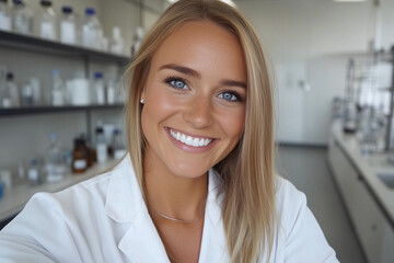 Behind the Scenes in Microbiology Selfie of a Smiling Scientist at Work.