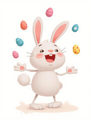Obraz premium Whimsical Easter Bunny Mockup with Colorful Eggs and Floral Accents