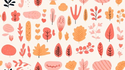 Seamless Autumn Leaf Vector Pattern for Vintage Floral Wallpaper Design