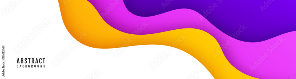 Poster 3d white abstract background overlap layer on bright space with colorful flowing waves decoration. m