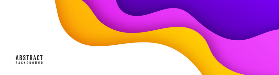 3D white abstract background overlap layer on bright space with colorful flowing waves decoration. Modern graphic design element cutout style concept for web banner, art, flyer, card or brochure cover
