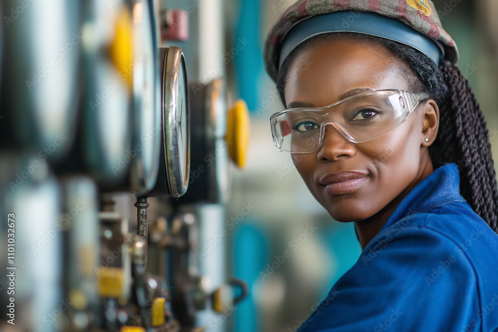 Poster skilled technician working in industrial setting with monitoring equipment. generative ai
