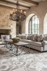 Fototapeta premium Rustic Elegance: A Cozy Retreat in Stone and Wood