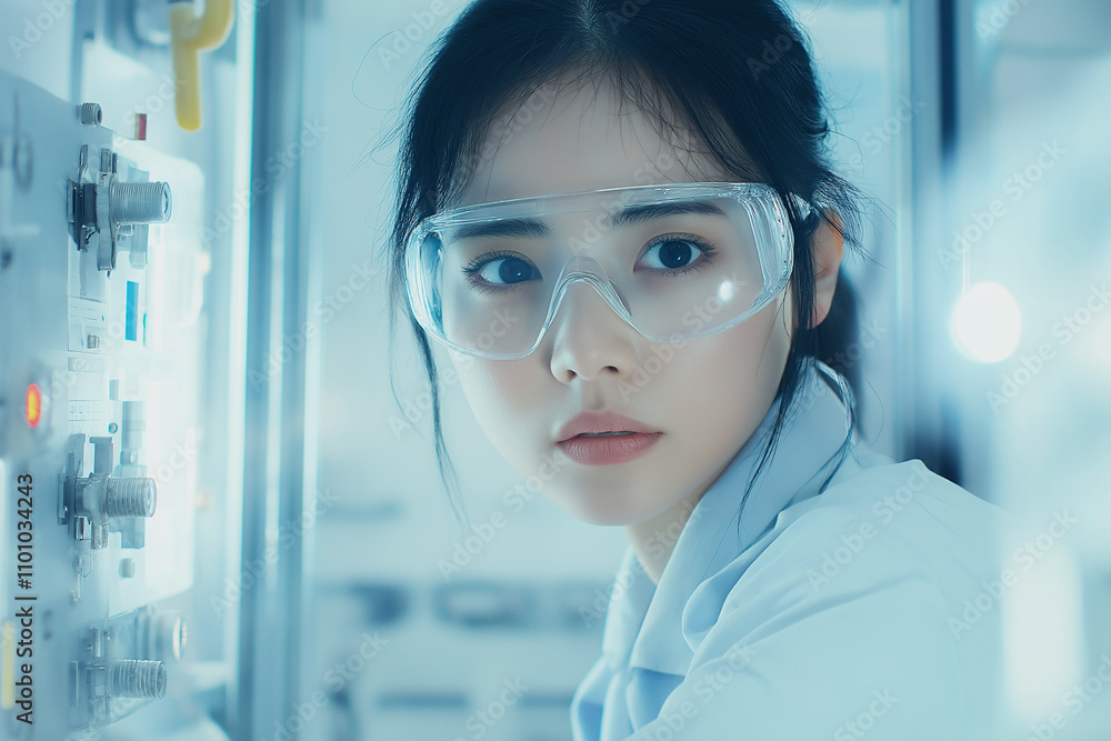 Aufkleber young scientist working intently in a high-tech laboratory environment. generative ai