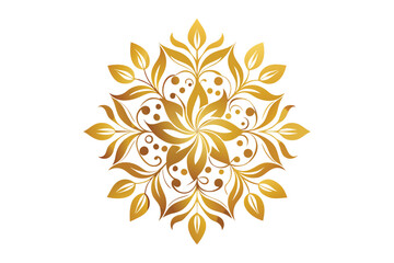 golden floral design white background