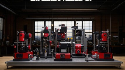 Fototapeta premium Industrial Manufacturing Equipment in Modern Factory Setting