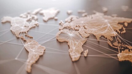 Global Network: Connected Continents on a World Map