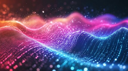 Obraz premium Abstract Glowing Particle Wave Pattern - Digital Art