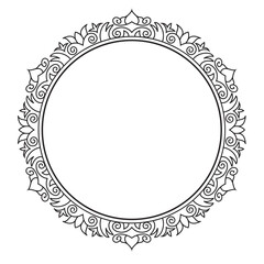 Simple circular pattern in the form of a mandala. Henna tatoo mandala. Mehndi style. Decorative pattern in oriental style. Coloring book page.