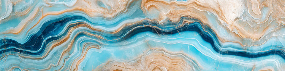 Fototapeta premium Marble texture for the design. Blue tones with gold lines.