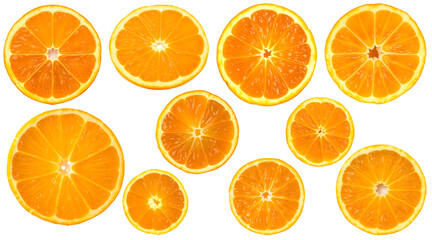 Fototapeta premium various orange slices on an isolated background