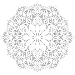 Simple circular pattern in the form of a mandala. Henna tatoo mandala. Mehndi style. Decorative pattern in oriental style. Coloring book page.