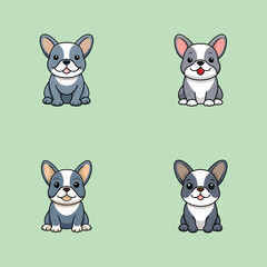 Obraz premium Cute French Bulldog Dog Sitting isolated Vector illustration Bundle