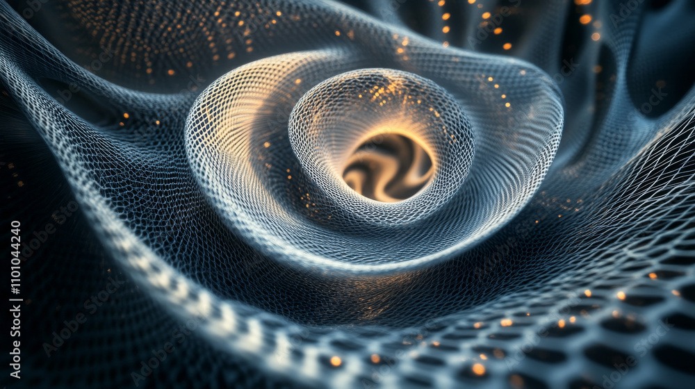 Poster a 3d image shows a swirling, endless pattern of technology.