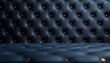 Obraz premium Deep Blue Leather Upholstery With Gold Buttons