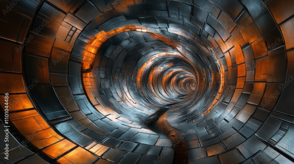 Poster a 3d image shows a swirling, endless pattern of technology.