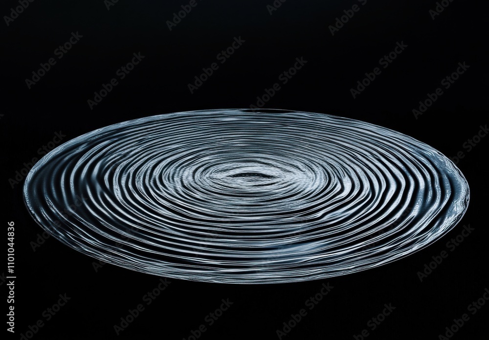 Poster circular ripples on a calm water surface create mesmerizing patterns against a dark background, show