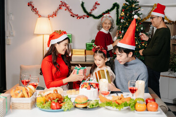 Celebrate Christmas with family in a cozy, festive setting filled with gifts, love, and joy.