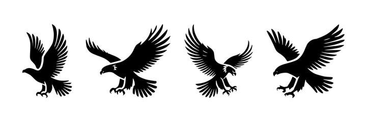 Fototapeta premium eagle silhouette set, isolated background