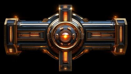 Futuristic Gold and Blue Technological Device Panel