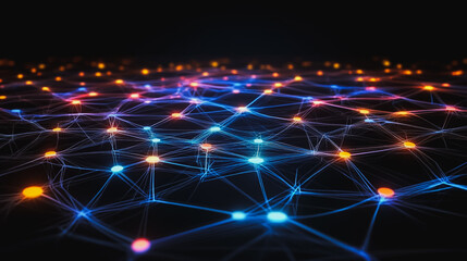 Fototapeta premium Abstract business connection of lines from nodes It is connected to endless nodes and represents the innovation of communication in the network.